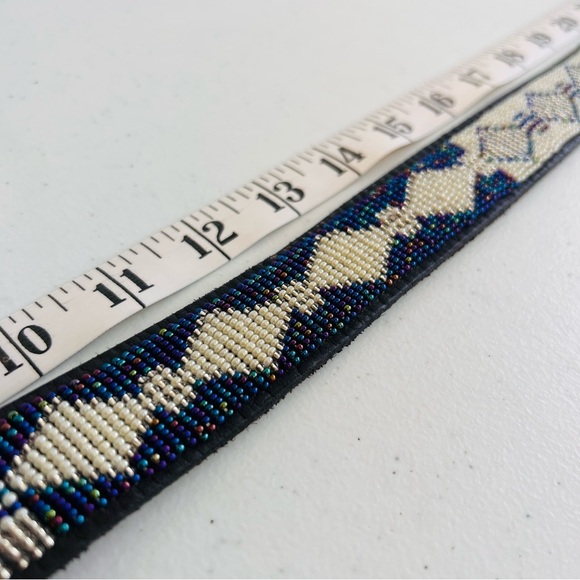 Beautiful Hand Crafted Holographic Purple White Beaded Belt 34 - Picture 7 of 9